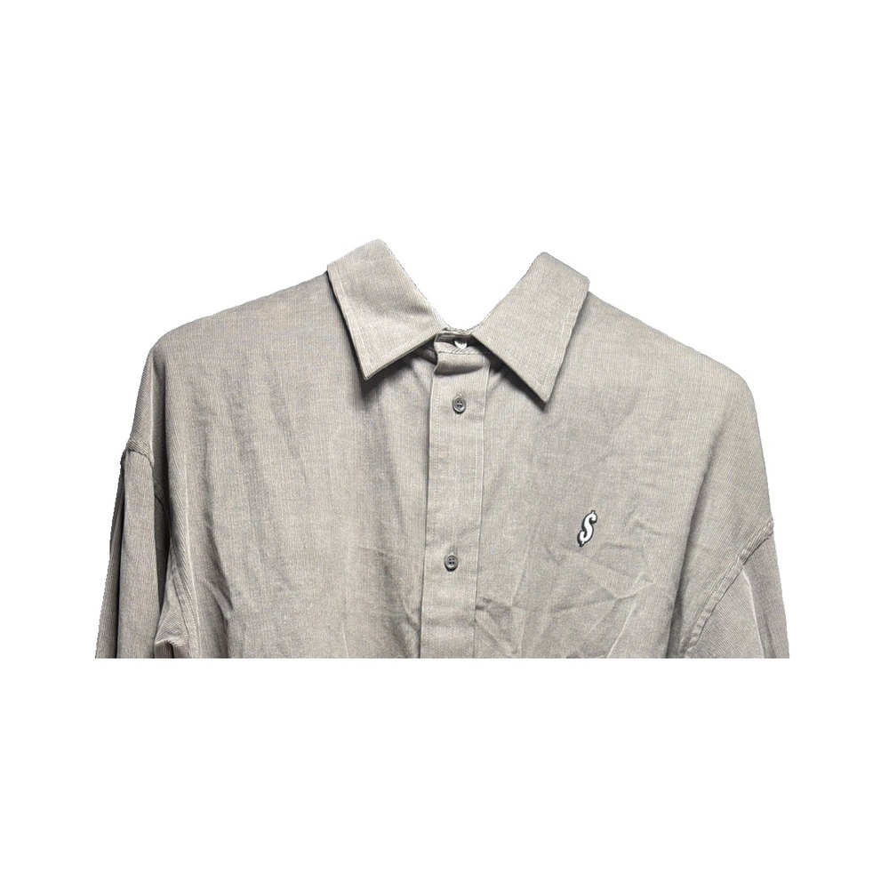 Alexander Wang Corduroy Shirt Mens IT 46 US Small Taupe Grey Dollar Sign Embroid